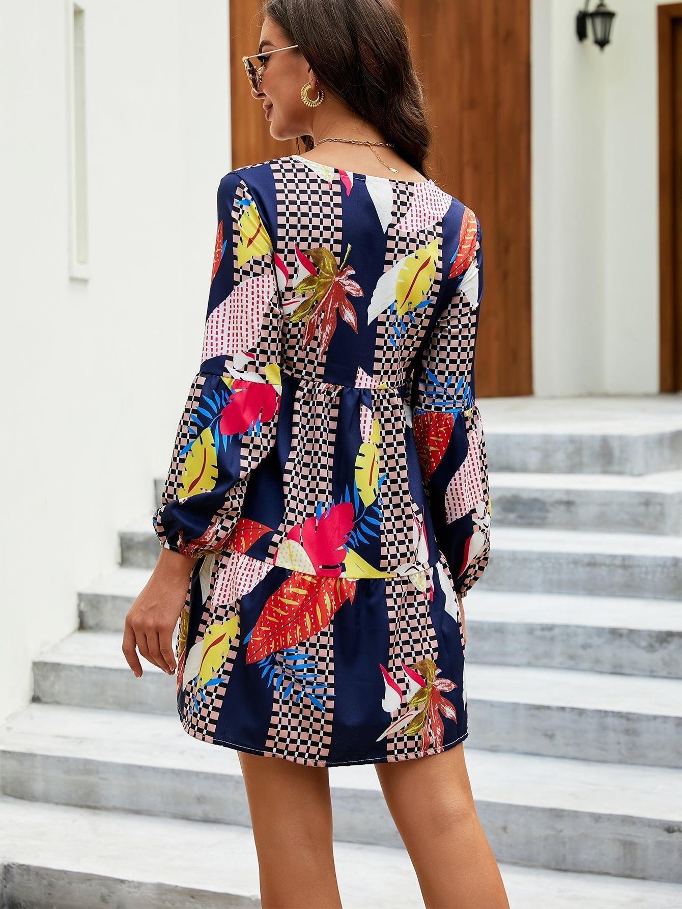 Allover Print Boho Mini Dress