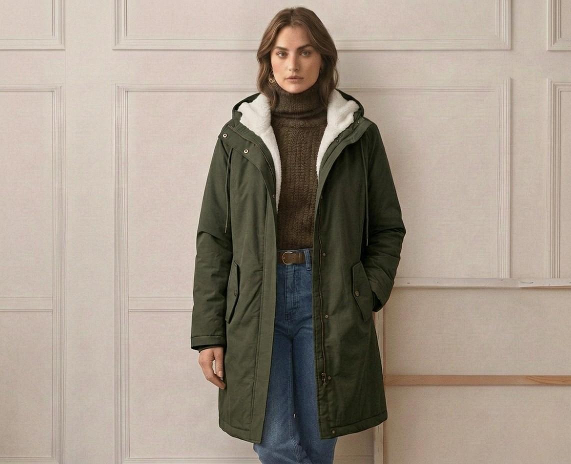 Hooded Sherpa Lined Zip Front Parka Coat