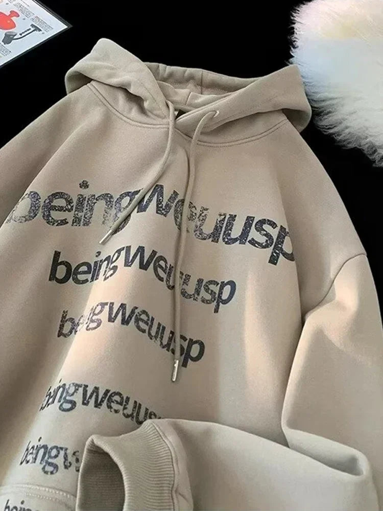Distressed Repeat Letter Print Drop Shoulder Oversized Hoodie 9