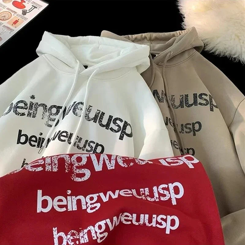 Distressed Repeat Letter Print Drop Shoulder Oversized Hoodie 2