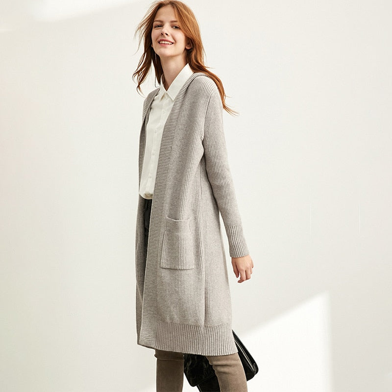 Women Fashion New Loose Hat Long Knitted Cardigan