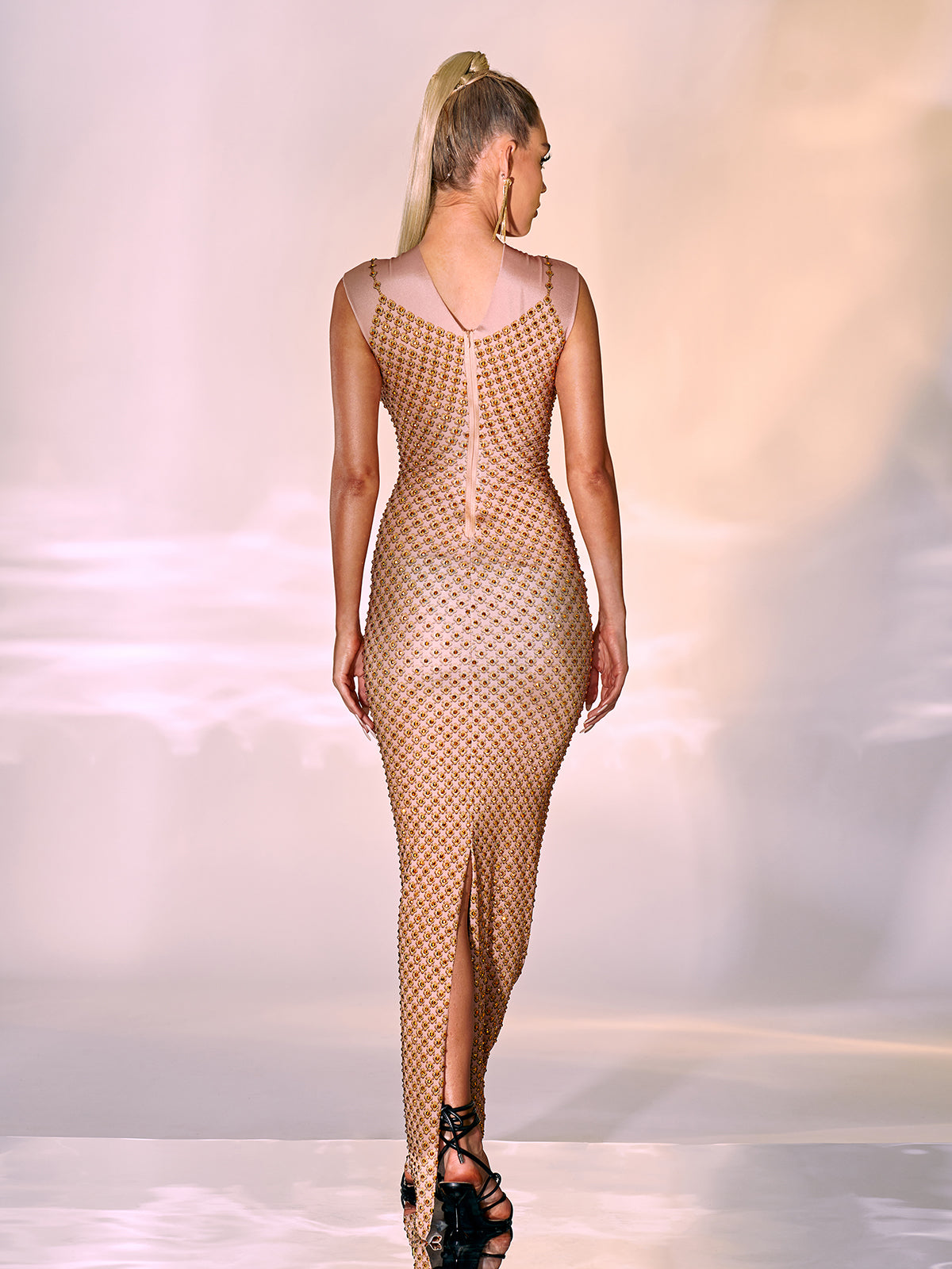 Aminah Crystal Printed Mesh Maxi Dress 5