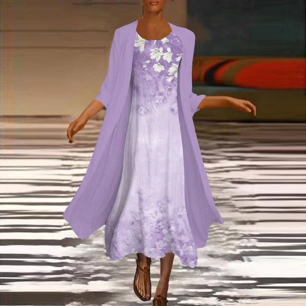 Yoselin Aesthetic Fashionable Long Dress with Matching Blouse Jacket for Women Designer Edit