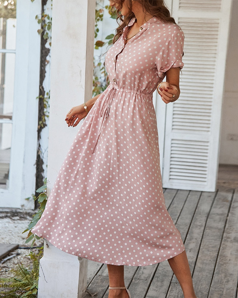 Laura Polka Dot Dress Elegant Dress with Premium Casual Styling