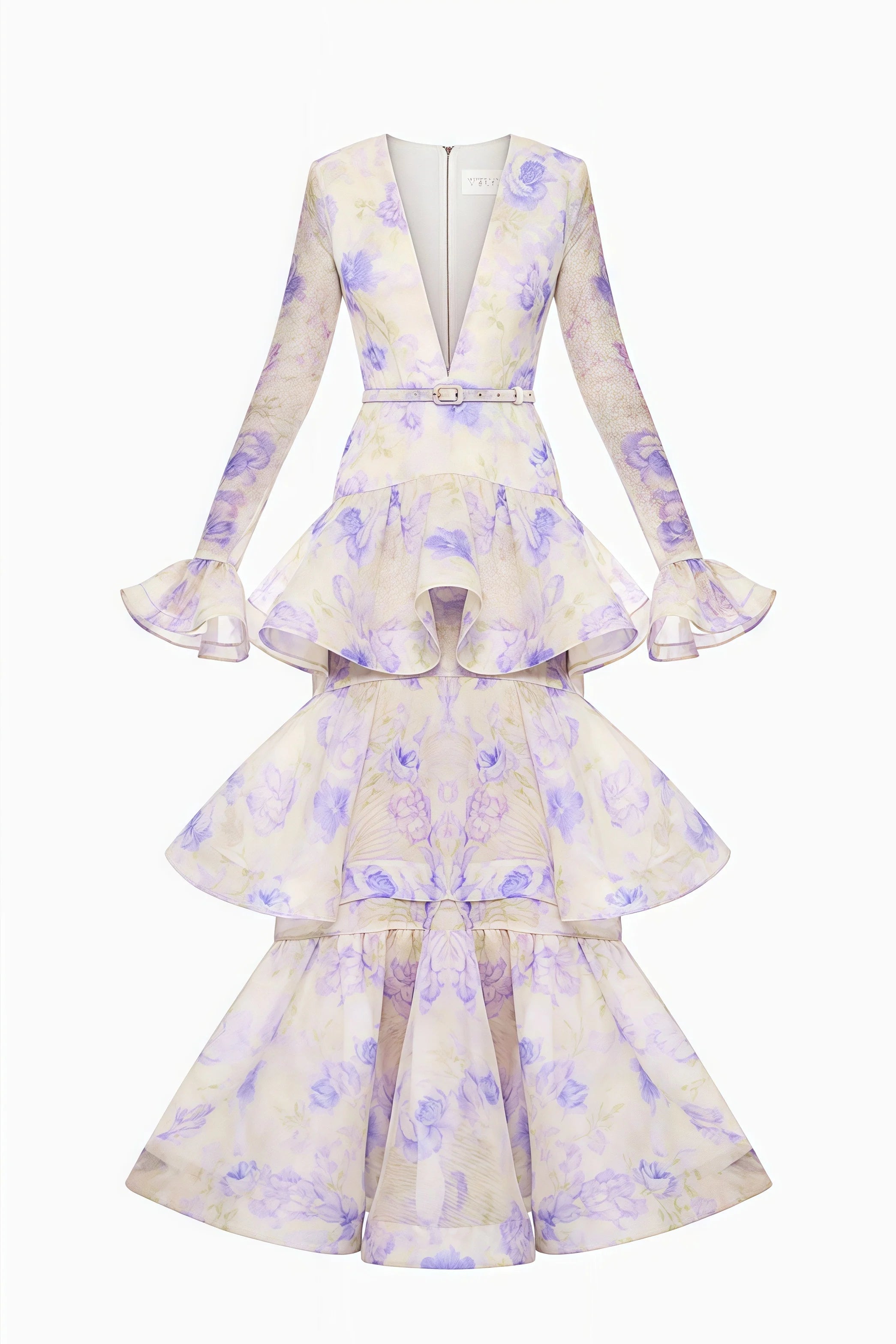 Olenf V-neck Printed Cake Maxi Dress