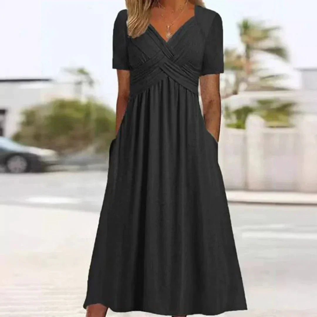 Frances - Sophisticated Flattering Elegance Dress Black