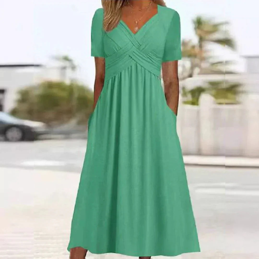 Frances - Sophisticated Flattering Elegance Dress Green
