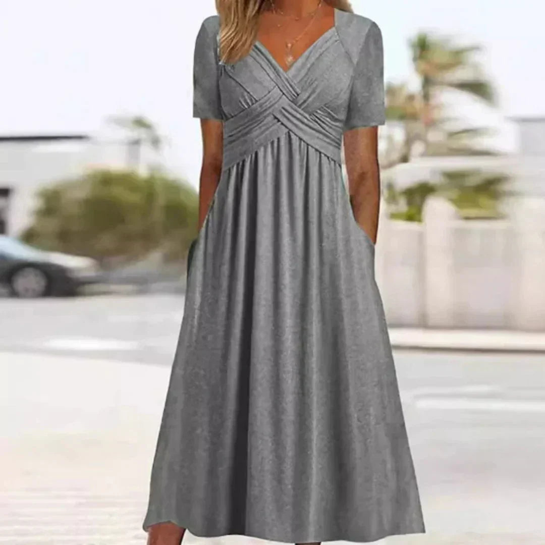 Frances - Sophisticated Flattering Elegance Dress Grey