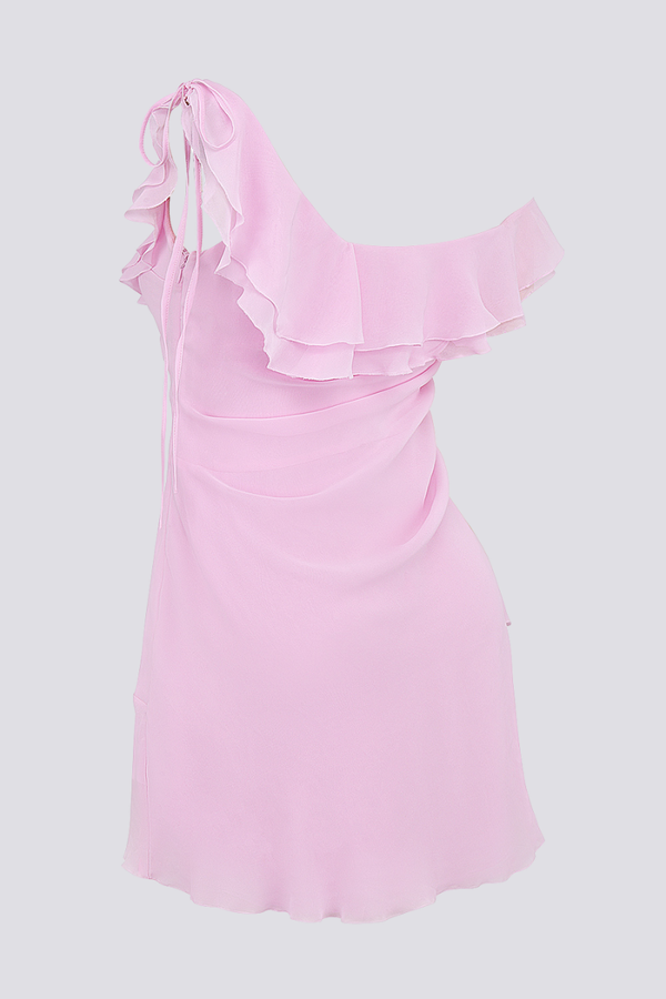 Nadia Aesthetic Off Shoulder Ruffle Shirt Mini Dress Premium Wardrobe Essential
