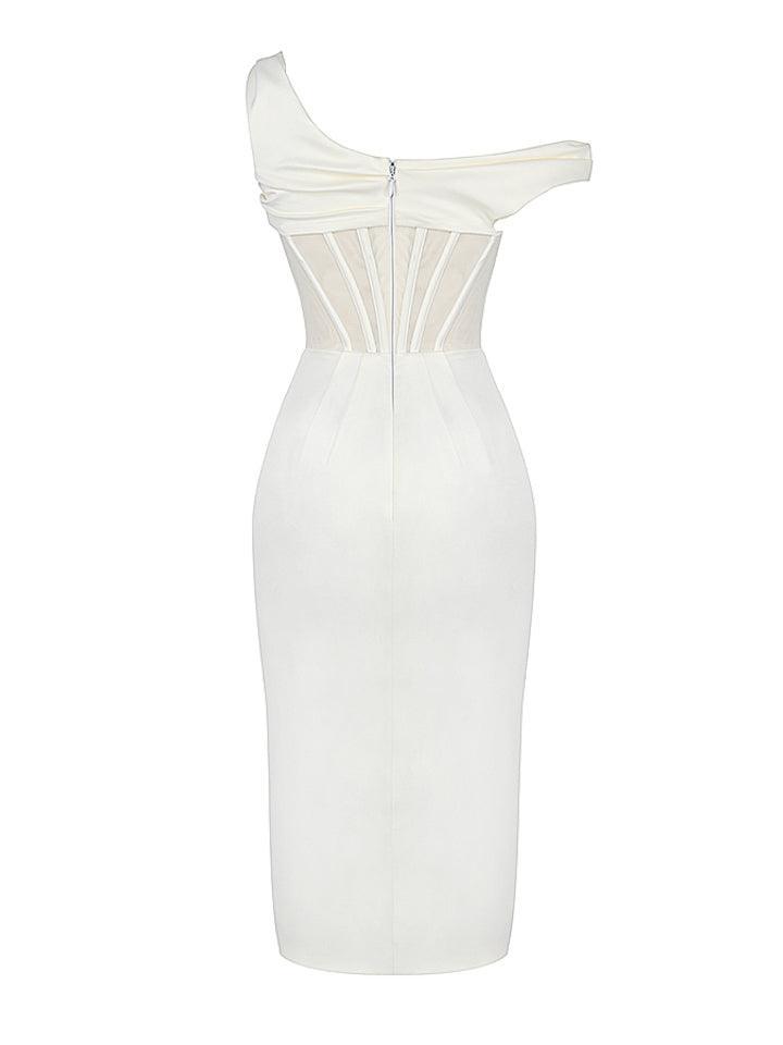 Ariella Satin Corset Dress In Ivory - View 8