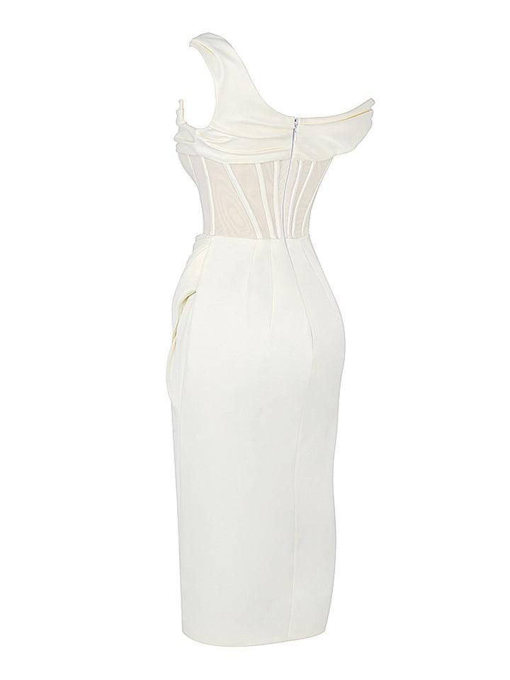 Ariella Satin Corset Dress In Ivory - View 7
