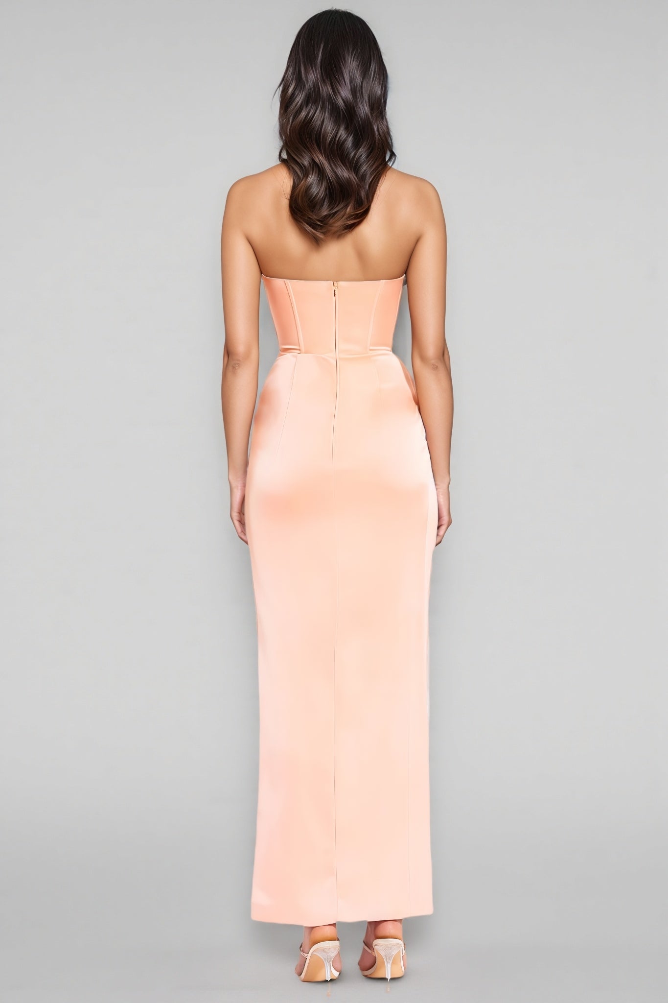 Estrela Diamond-Studded Sheath Ruffle Maxi Dress - View 6
