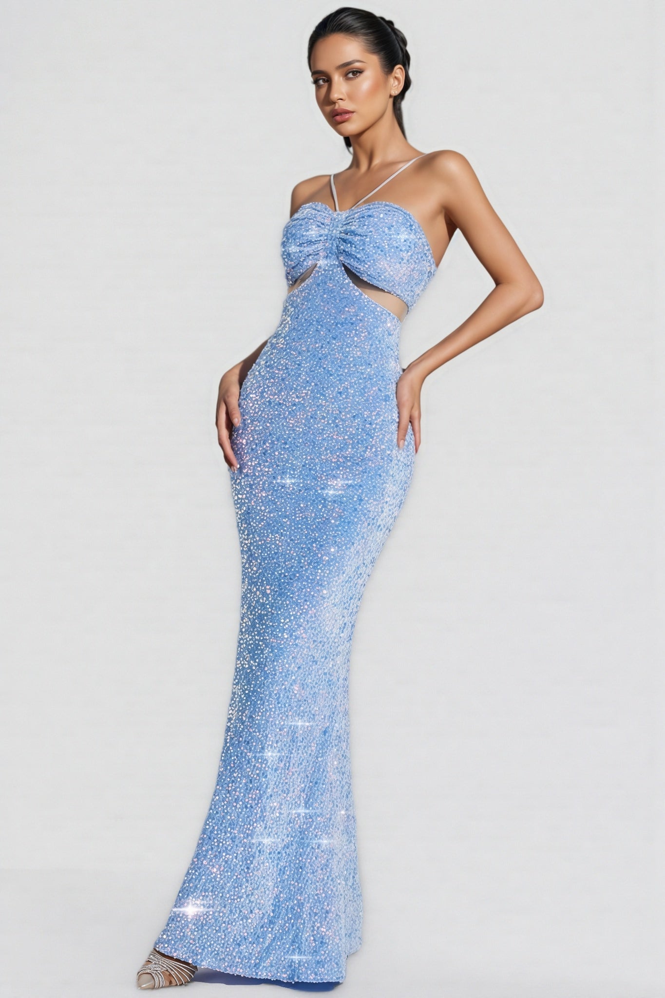 Sequin Sweetheart Cut Out Mermaid Maxi Gown
