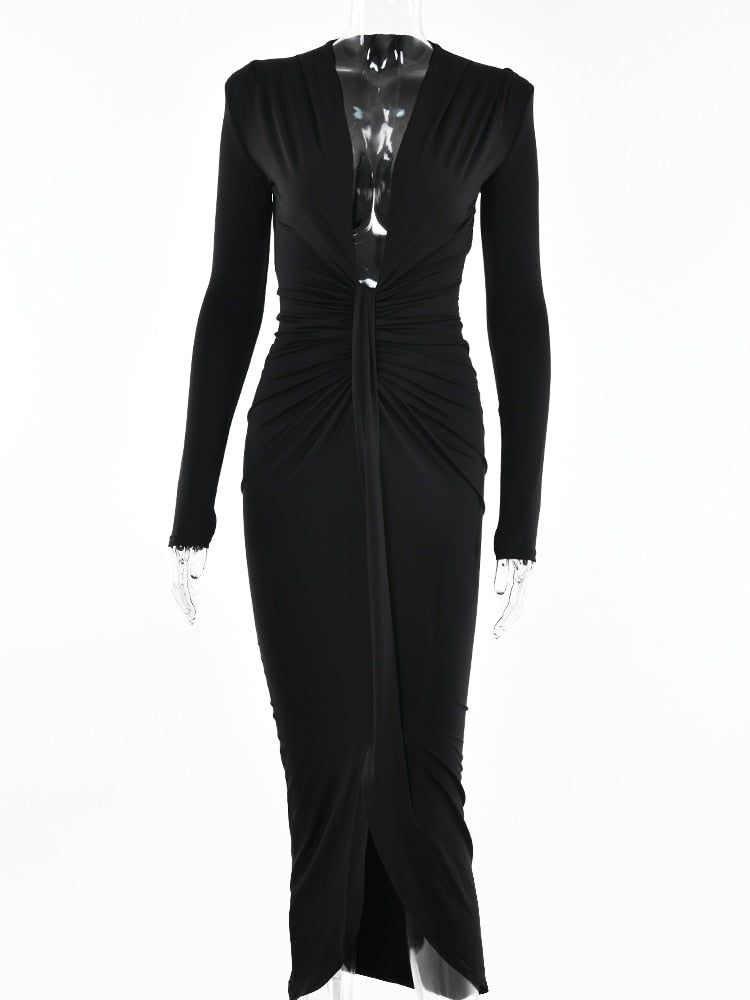 Deep V-Neck Bodycon Dress