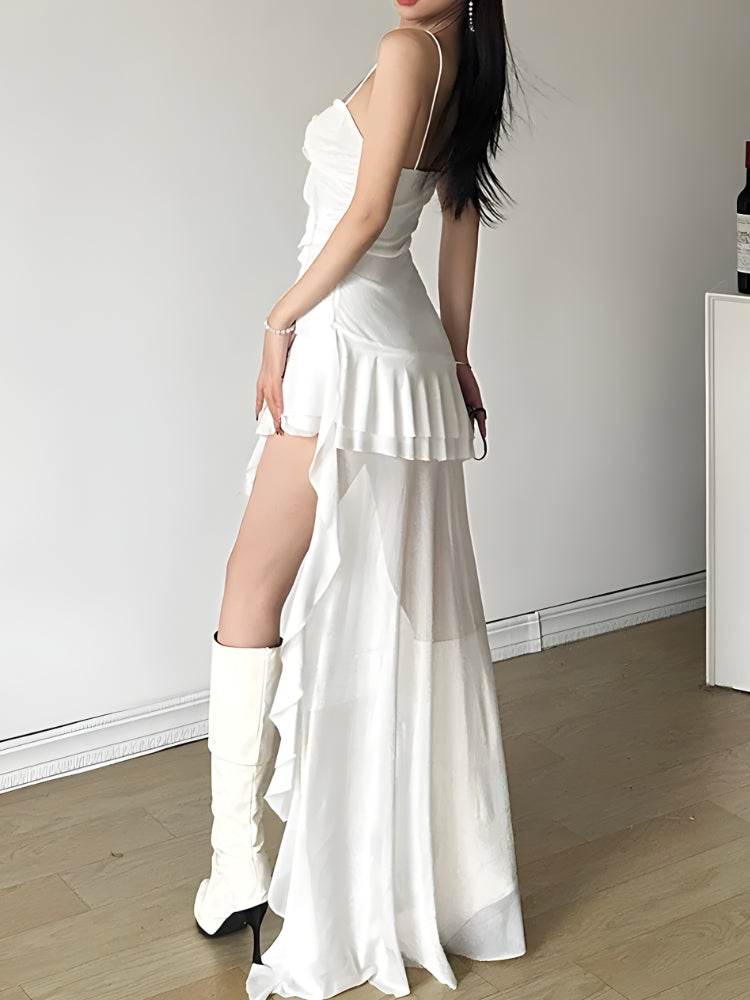 Asymmetric Mesh Mini Dress - View 2
