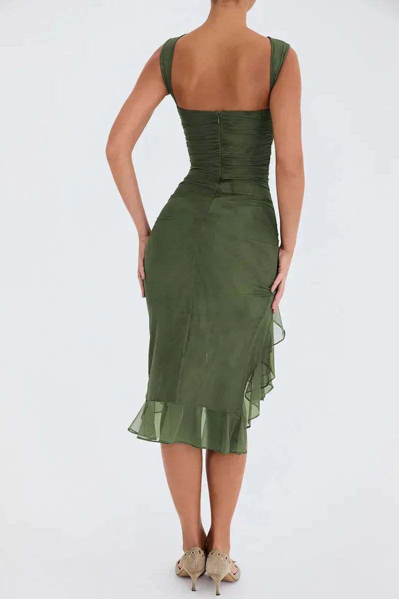 Asymmetric Ruffled Mesh Mini Dress - View 2