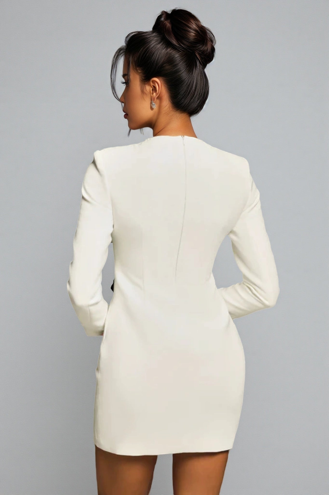 Beaded Floral Long Sleeve Bodycon Mini Dress