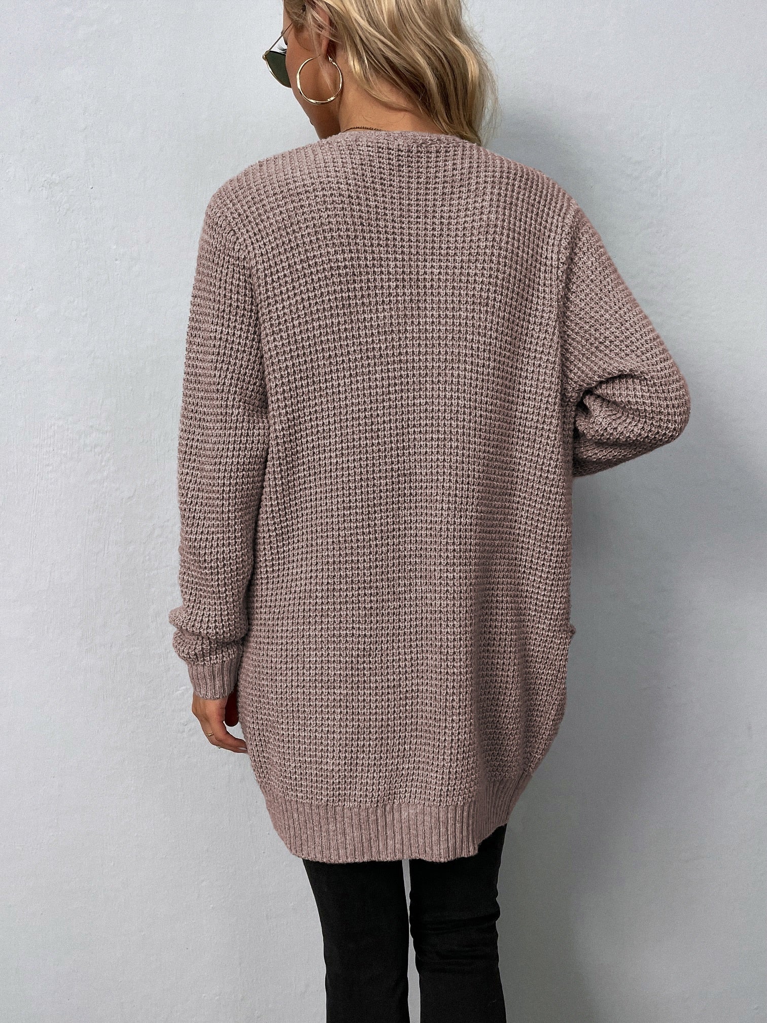 Sweater New V-Neck Loose Fit Pockets Long Cardigan