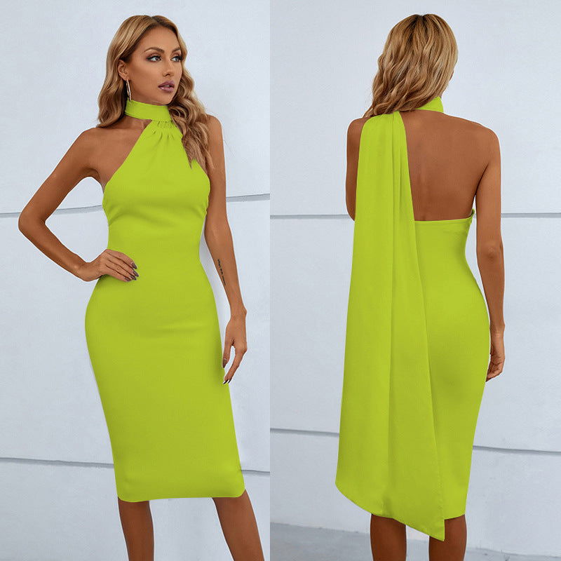 Dress Backless Skinny Sheath Scarf Dress Midi Dress for Girls