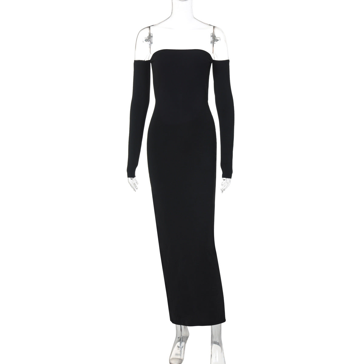 Solid Color Long Sleeve Tube Top Dress Backless Slim Fit Dress