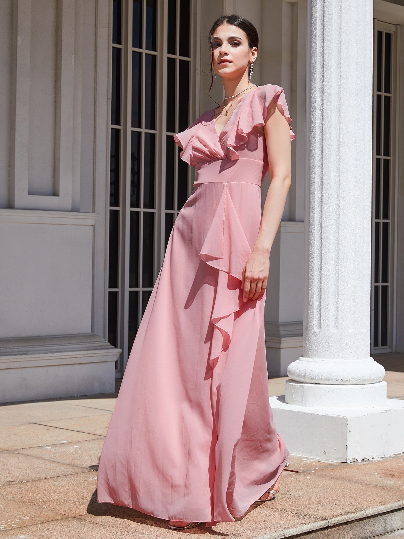 Solid Color Slim Dress Bridesmaid Dress