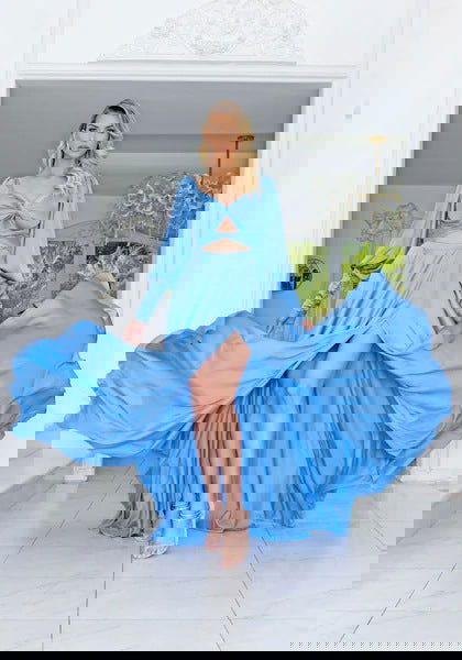 Long Sleeve Dress Slit Formal Dress Maxi Dress