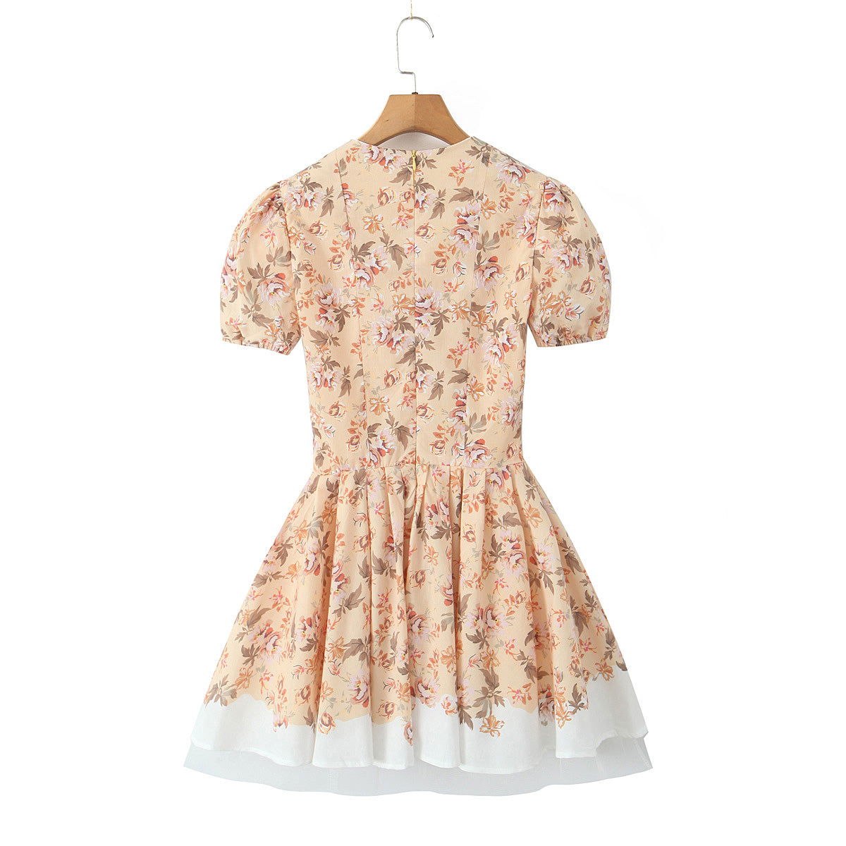 Positioning Printed V Neck Waist Tight Petti dress Holiday Dress