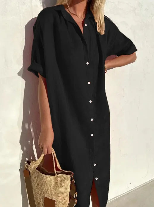 Alberta Trendy and Comfortable Linen Shirt Dress for Women