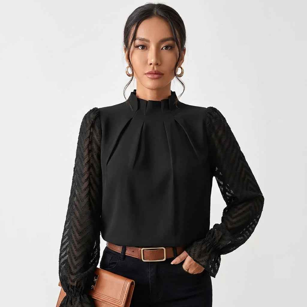 Elegant Long Sleeve Blouse with Soft Fabric and Flattering Fit