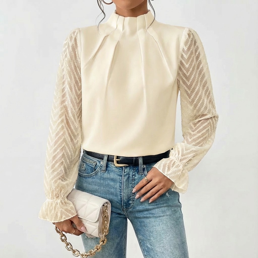Elegant Long Sleeve Blouse with Soft Fabric and Flattering Fit