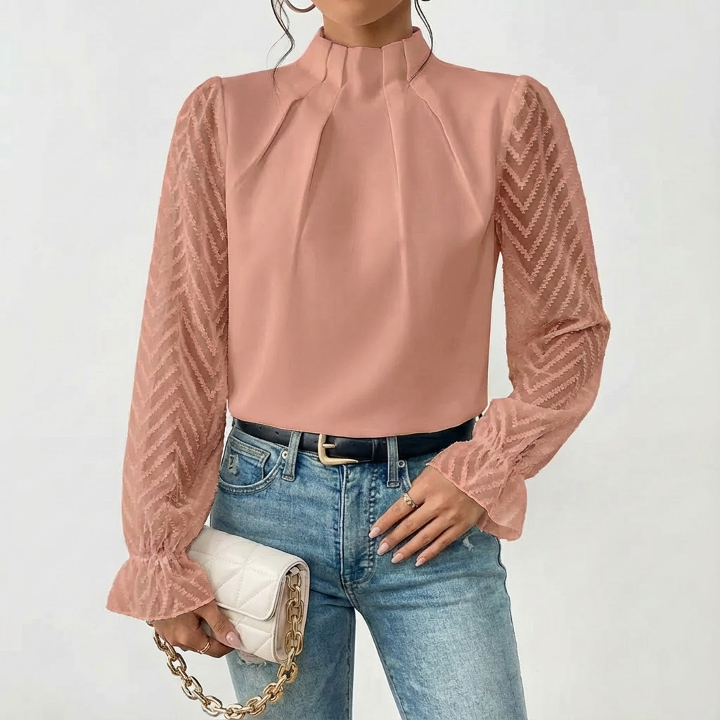 Elegant Long Sleeve Blouse with Soft Fabric and Flattering Fit
