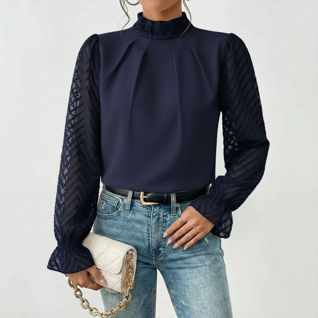 Elegant Long Sleeve Blouse with Soft Fabric and Flattering Fit