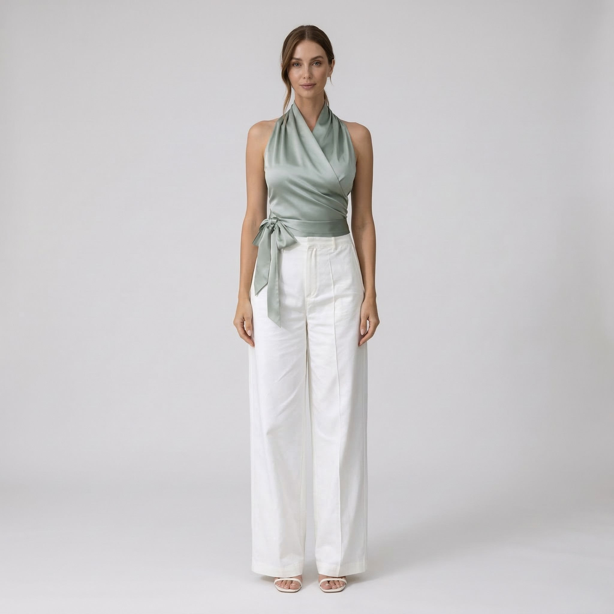 Elegant Minimal Halter Neck Top with Adjustable Straps and Breathable