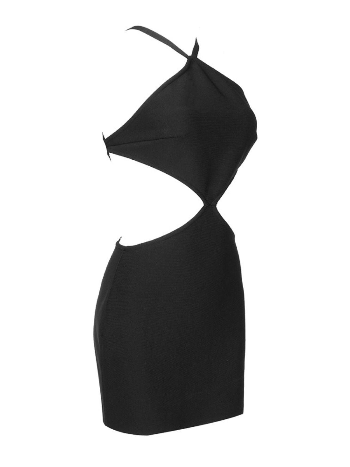 Bandage Pearl Flower Accent Criss Cross Strap Backless Mini Dress