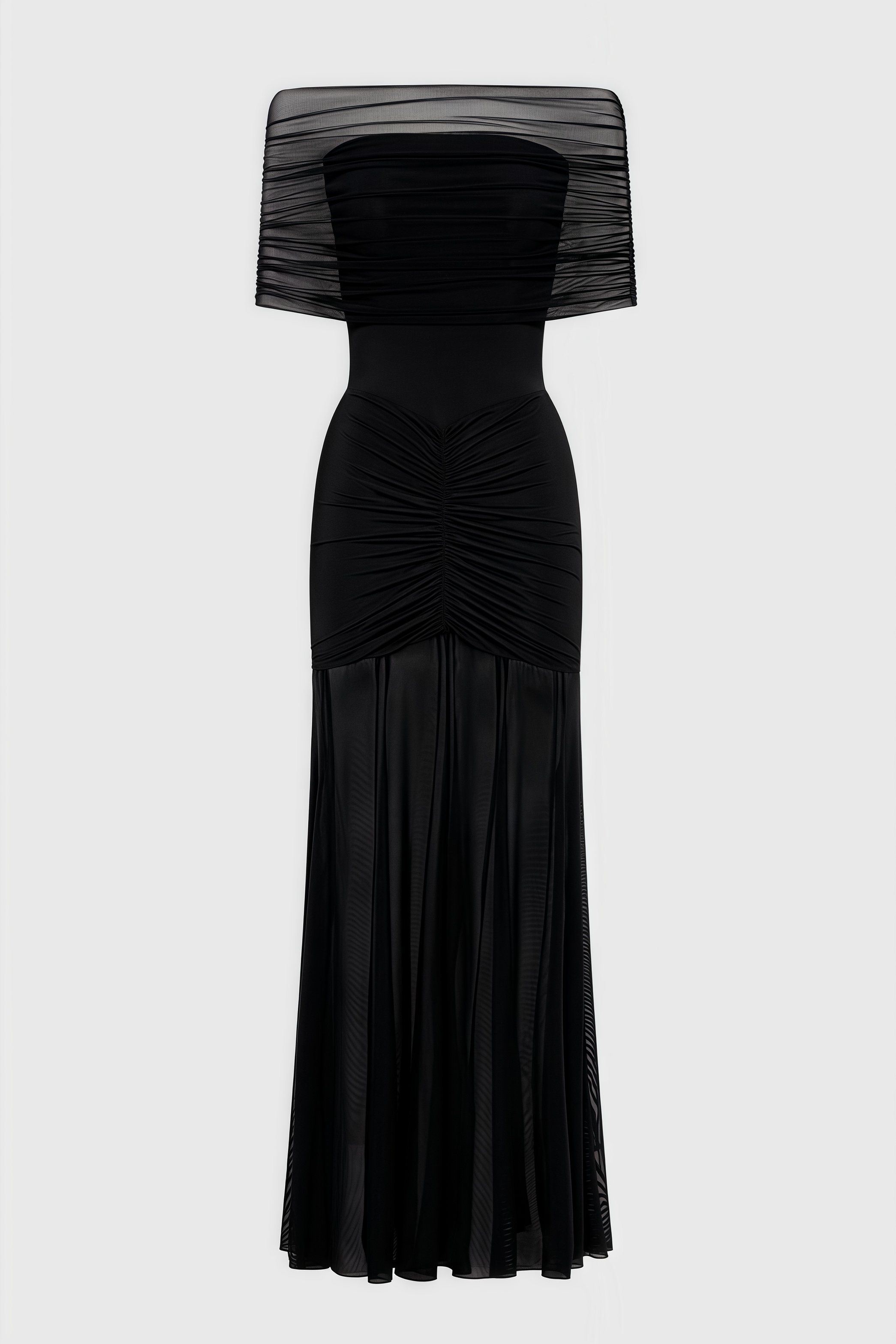 Nivenae Slinky And Mesh Off Shoulder Maxi Dress - View 6
