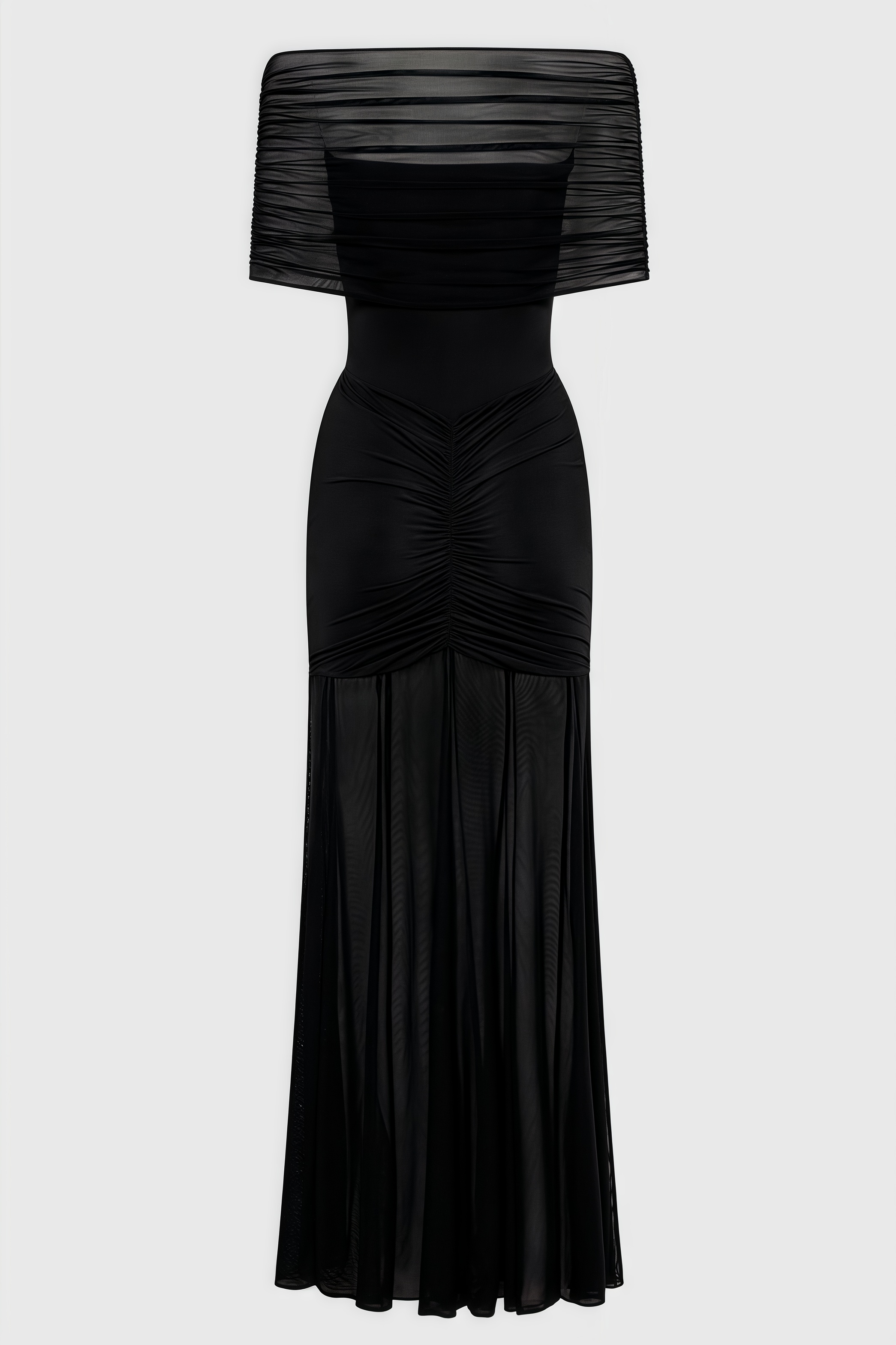 Nivenae Slinky And Mesh Off Shoulder Maxi Dress - View 7