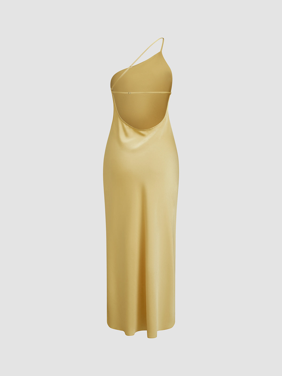 Satin Spaghetti Strap Cross Back Open Back Slip Maxi Dress