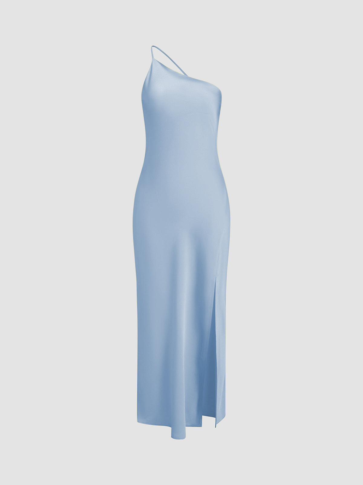 Satin Spaghetti Strap Cross Back Open Back Slip Maxi Dress