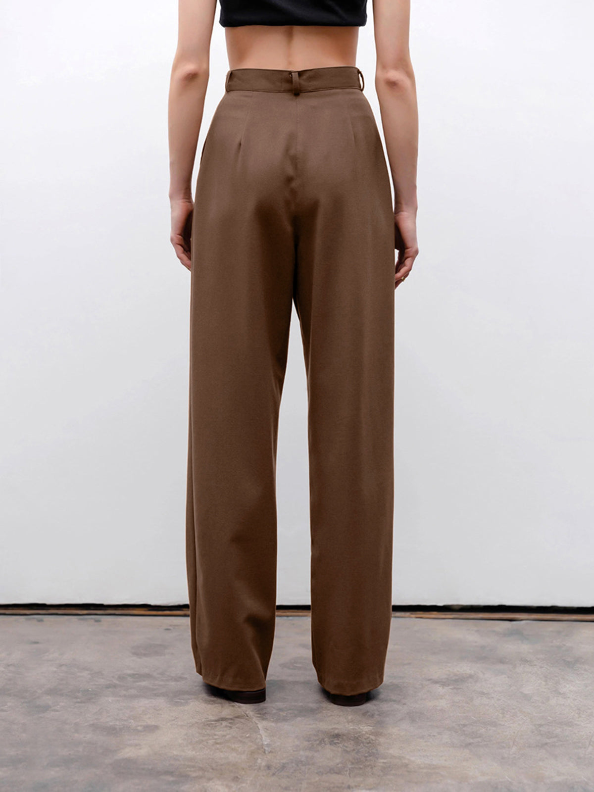 High Waist Pleated Front Wide Leg Tailored Trousers 4
