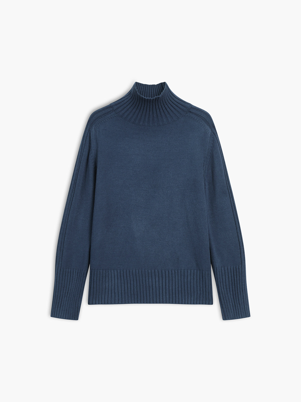 Turtleneck Ribbed Sleeve Long Sleeve Sweater