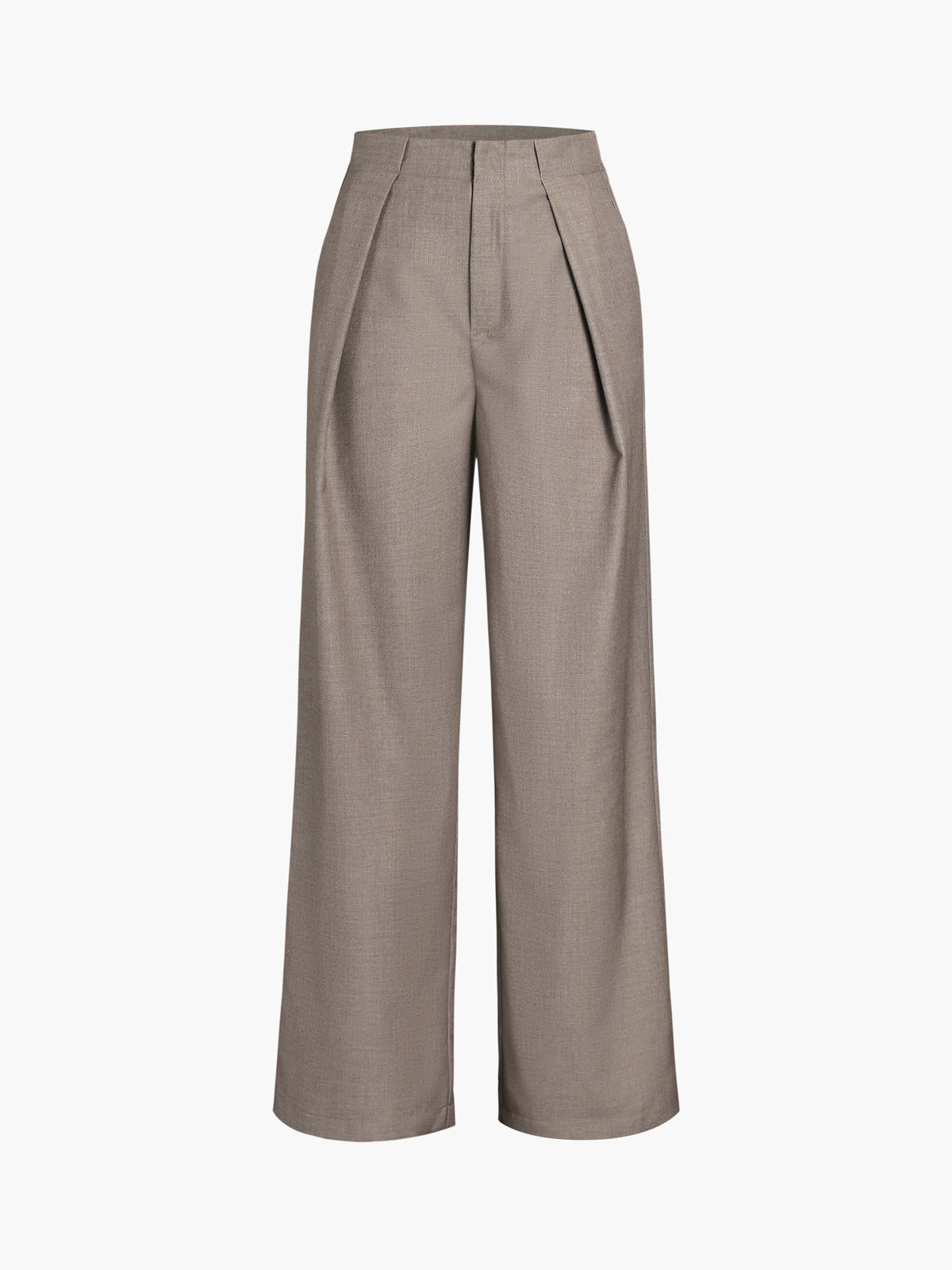 Middle Waist Solid Trendy Pocket Straight Leg Pants Khaki / XS Pants