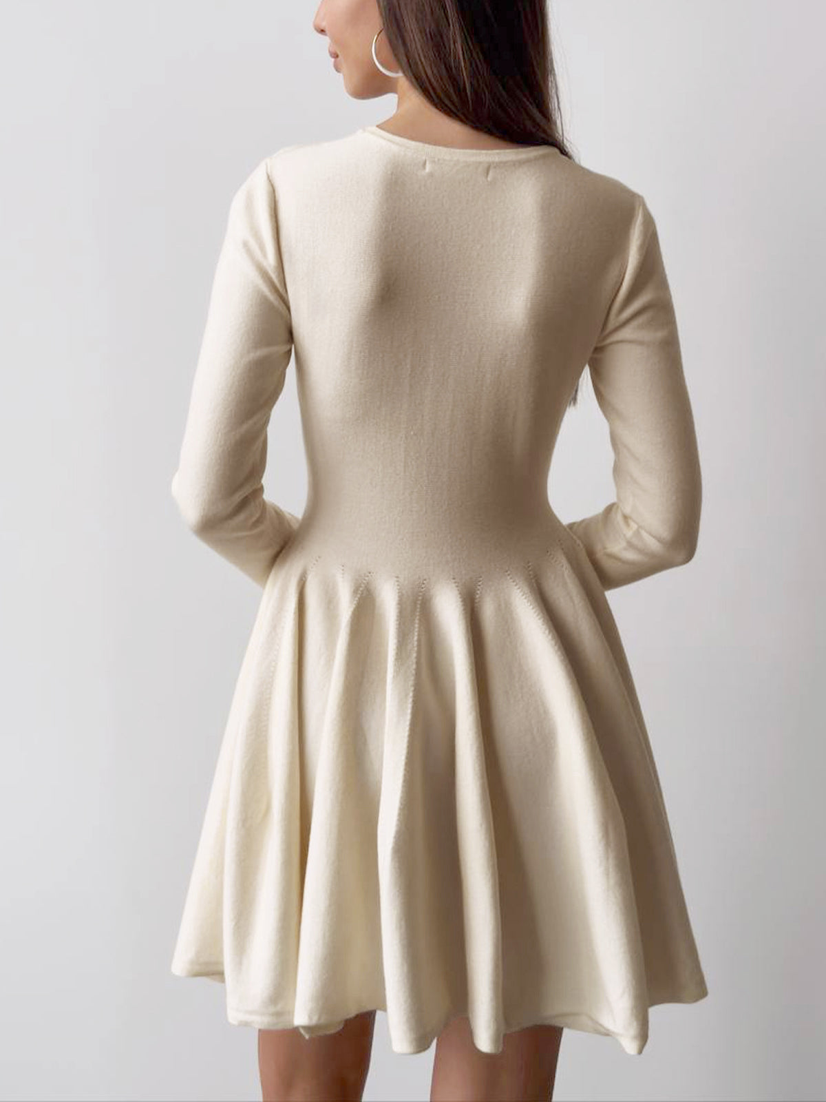 Long Sleeve Fit and Flare Knit Mini Dress 2