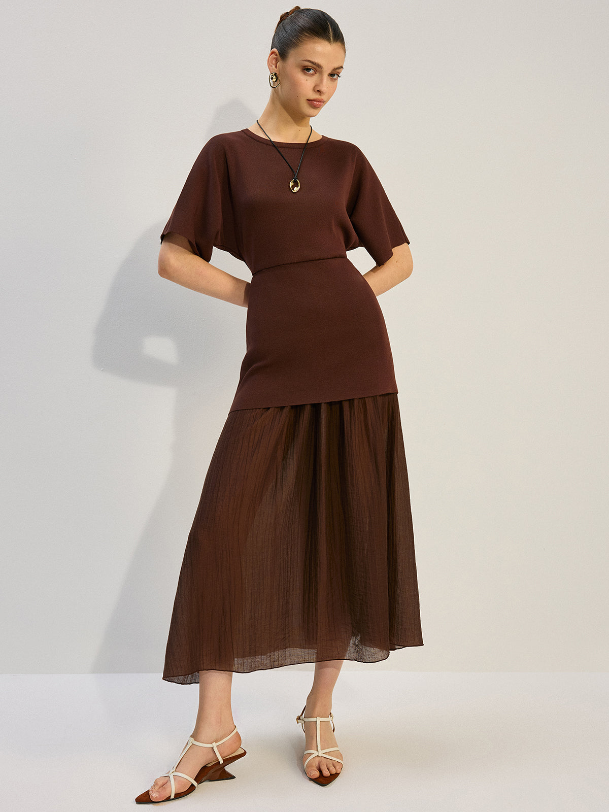 Sheer-Paneled Maxi Dress