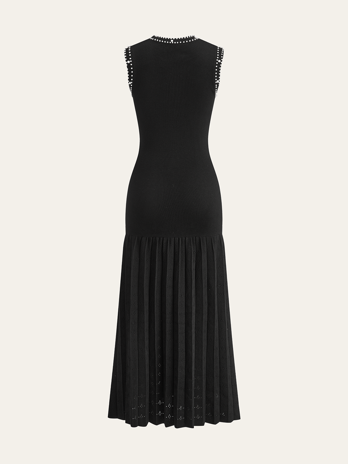 Pearl Trimmed Knit Midi Dress - View 4