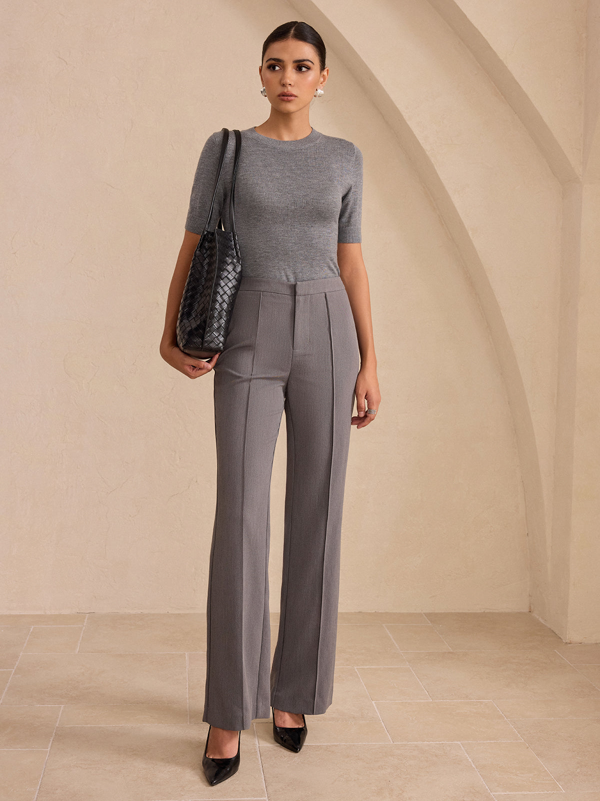 Mid-Waist Flared Pants