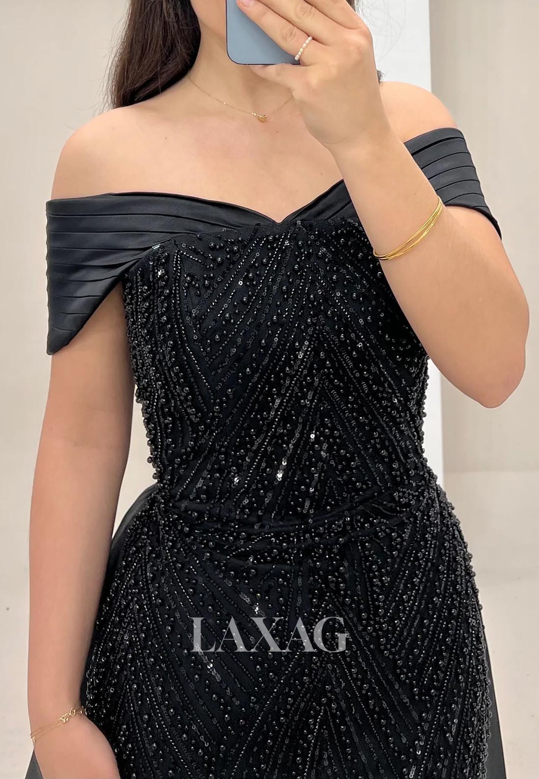 Sweetheart Fully Beaded Mermaid Evening Dress Sleeveless Pleated Formal Gowns with Tulle Train