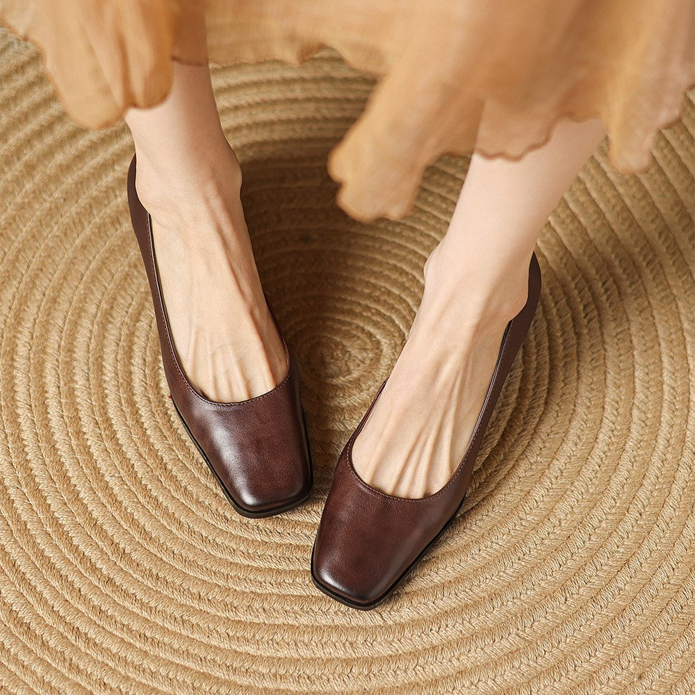 Square Toe Spool Heel Pumps 9