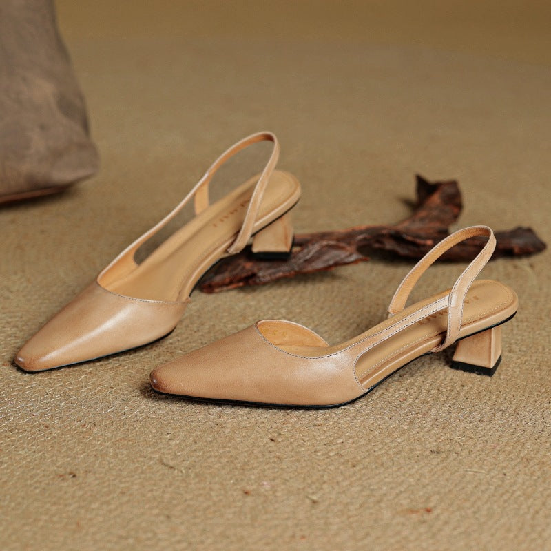 Pointed Toe Slingback Block Heel Pumps