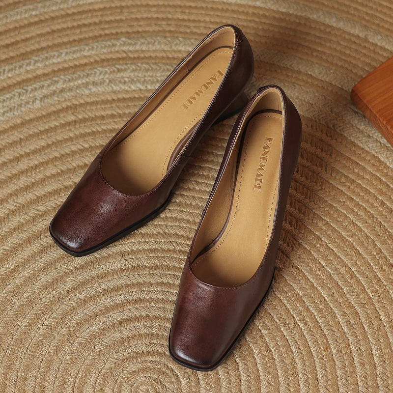 Square Toe Spool Heel Pumps 10