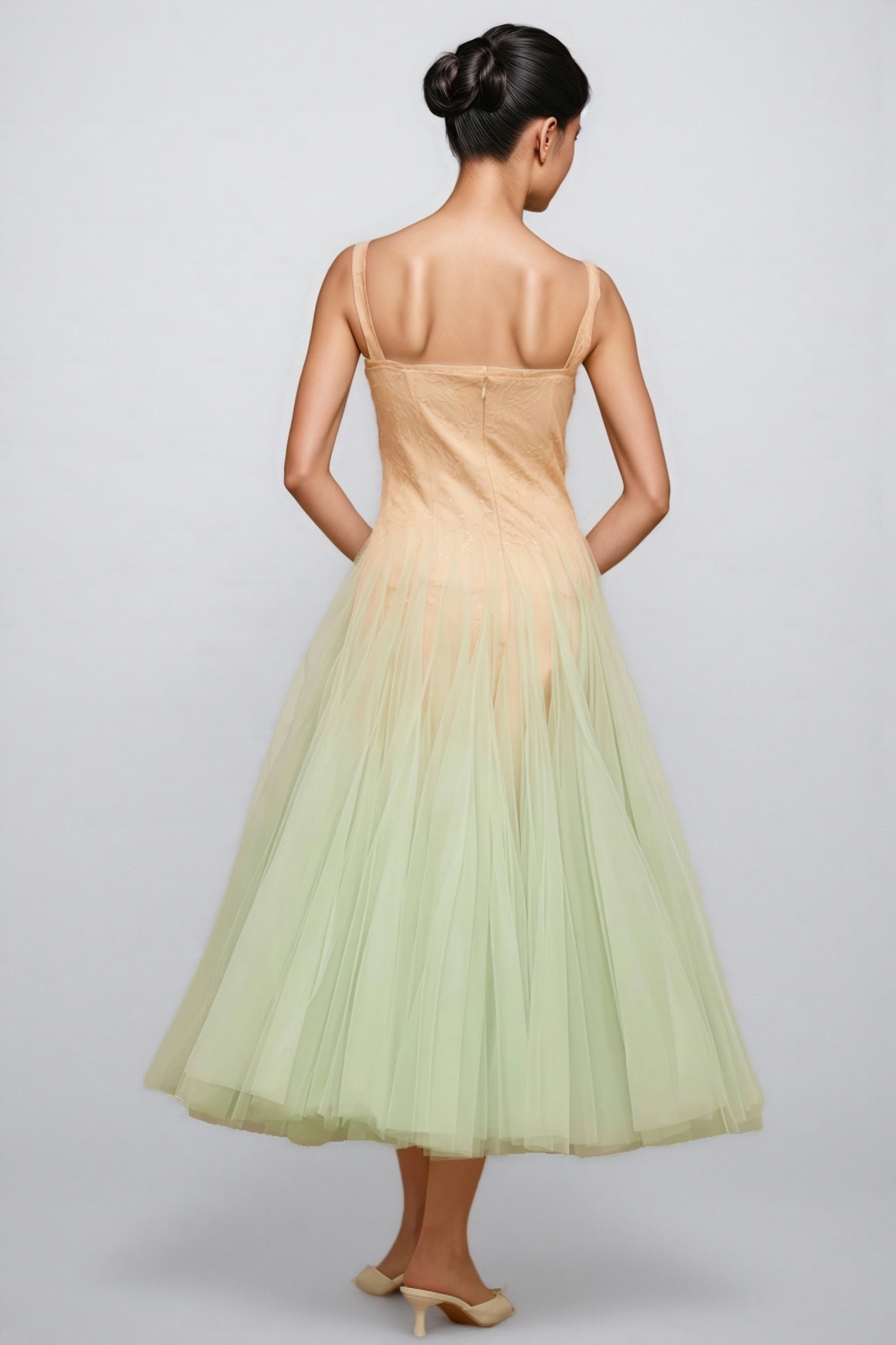 Ylane Halter Mesh Puff Maxi Dress - View 6